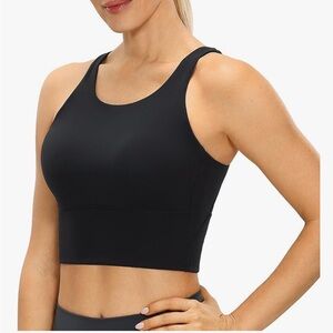 CRZ YOGA Longline High Nexk Black Sports Bra- sold out online!